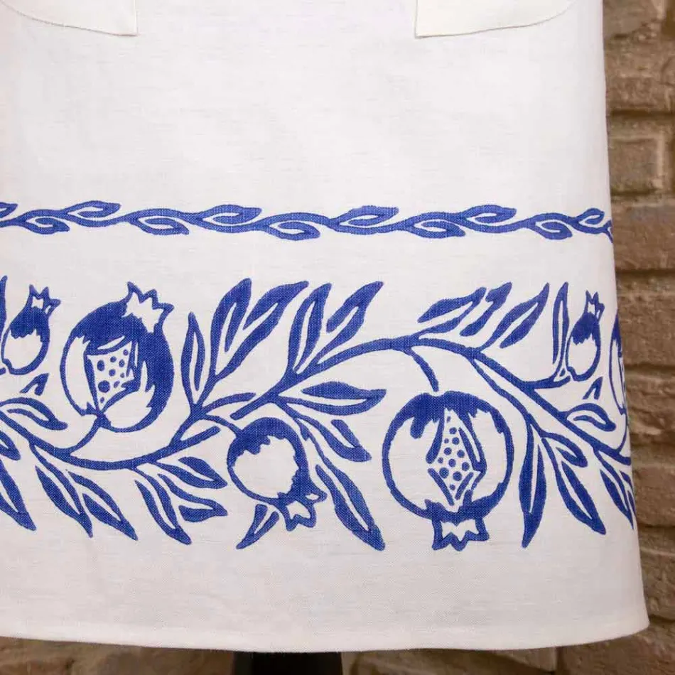 Delantal italiano de lino hecho a mano de una pieza - Marcas Viadurini