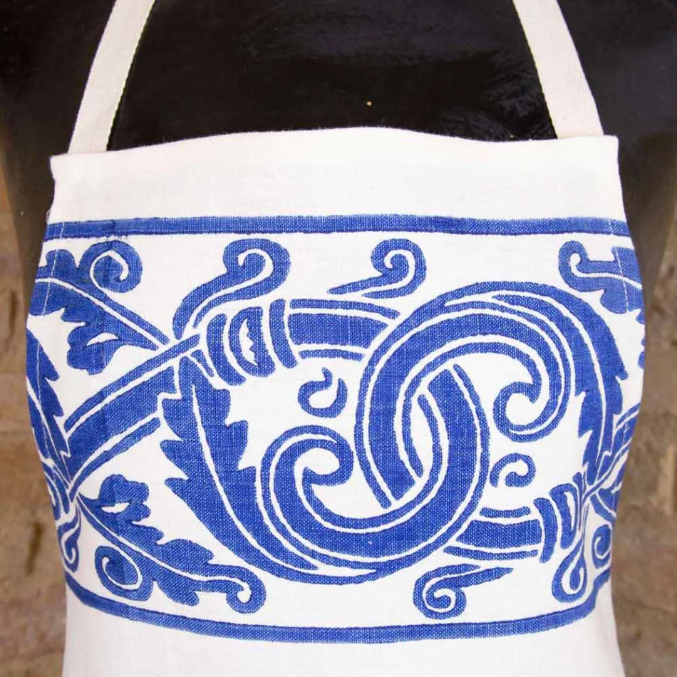 Delantal italiano de lino hecho a mano de una pieza - Marcas Viadurini