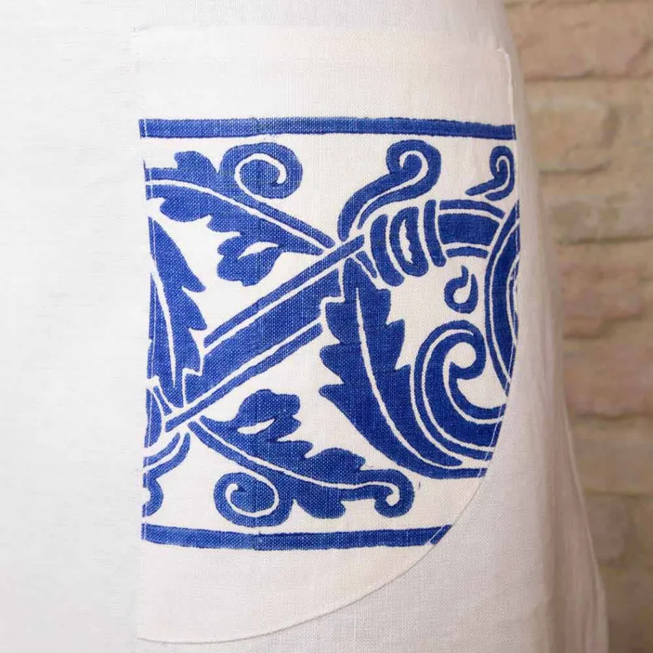 Delantal italiano de lino hecho a mano de una pieza - Marcas Viadurini