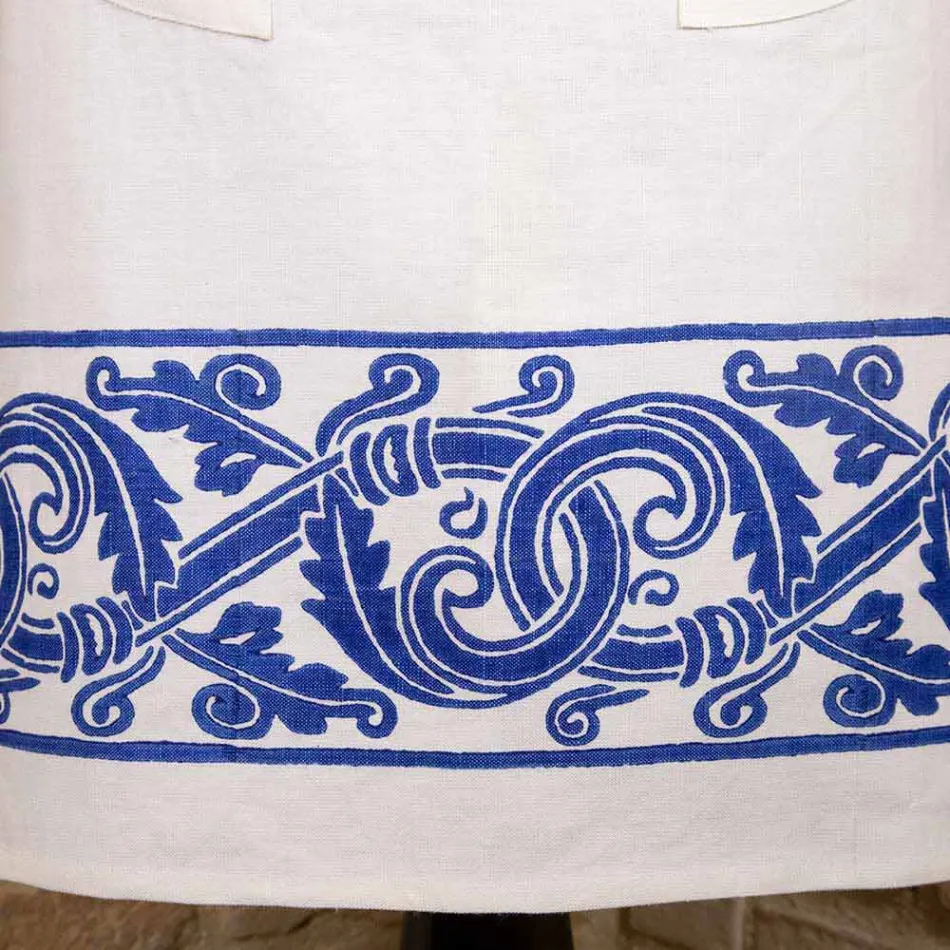 Delantal italiano de lino hecho a mano de una pieza - Marcas Viadurini