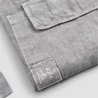 Delantal de Cocina de Lino Gris Antracita Modelo Bajo con Bolsillo - Flick Viadurini