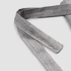 Delantal de Cocina de Lino Gris Antracita Modelo Bajo con Bolsillo - Flick Viadurini