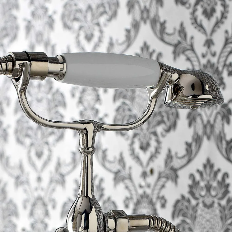 Grupo borde de bañera clásico con teleducha de latón Made in Italy - Ercolina Viadurini