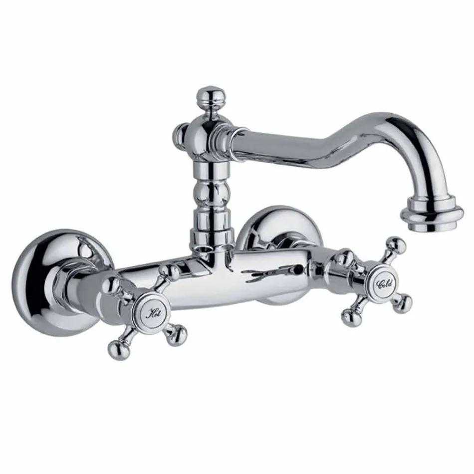 Grupo de estilo clásico para lavabo de cocina de pared en latón Made in Italy - Limo Viadurini