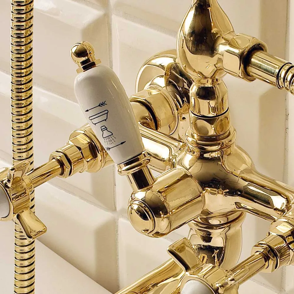 Grupo de bañera de latón de estilo vintage fabricado en Italia - Katerina Viadurini