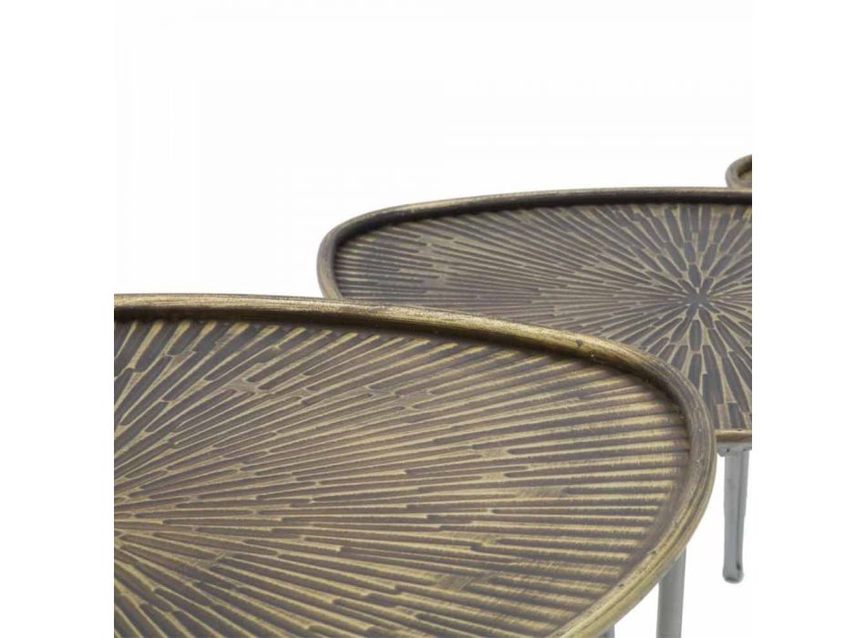 Juego de 3 mesas de centro de hierro de diseño moderno - Marla Viadurini