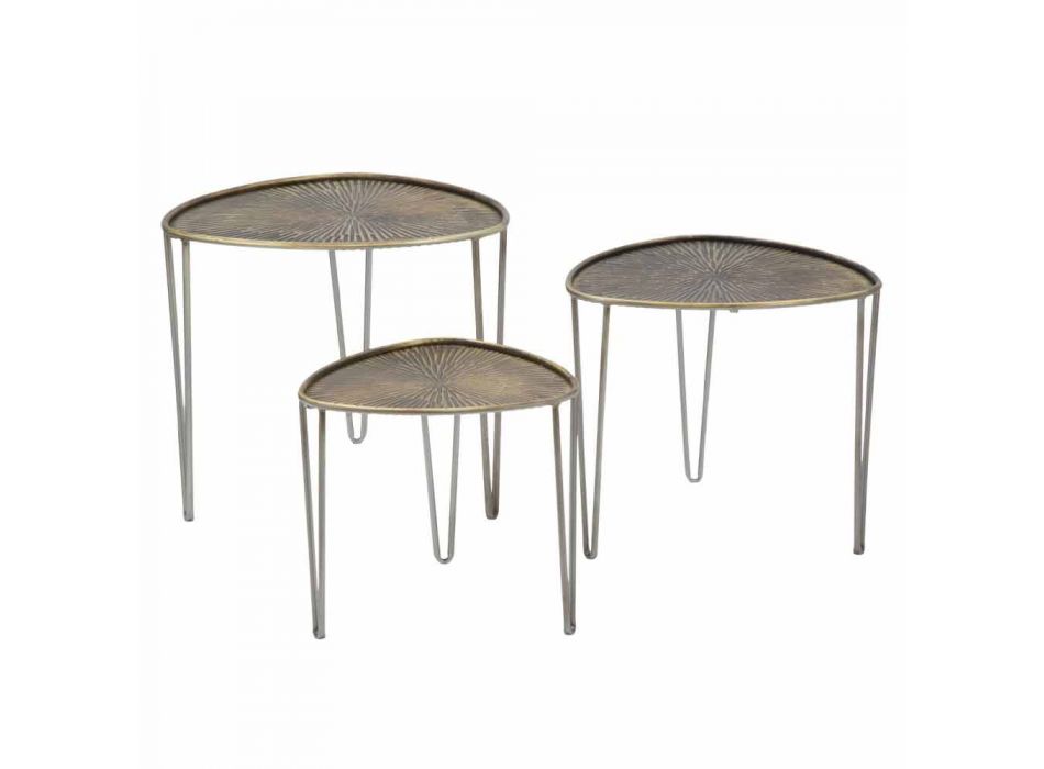 Juego de 3 mesas de centro de hierro de diseño moderno - Marla Viadurini