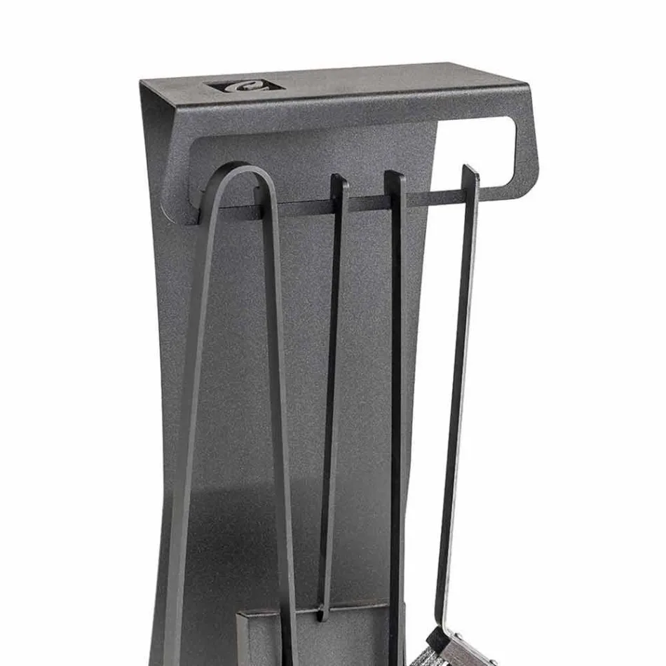 Juego de 4 herramientas para chimenea de acero de diseño Made in Italy - Chandler Viadurini