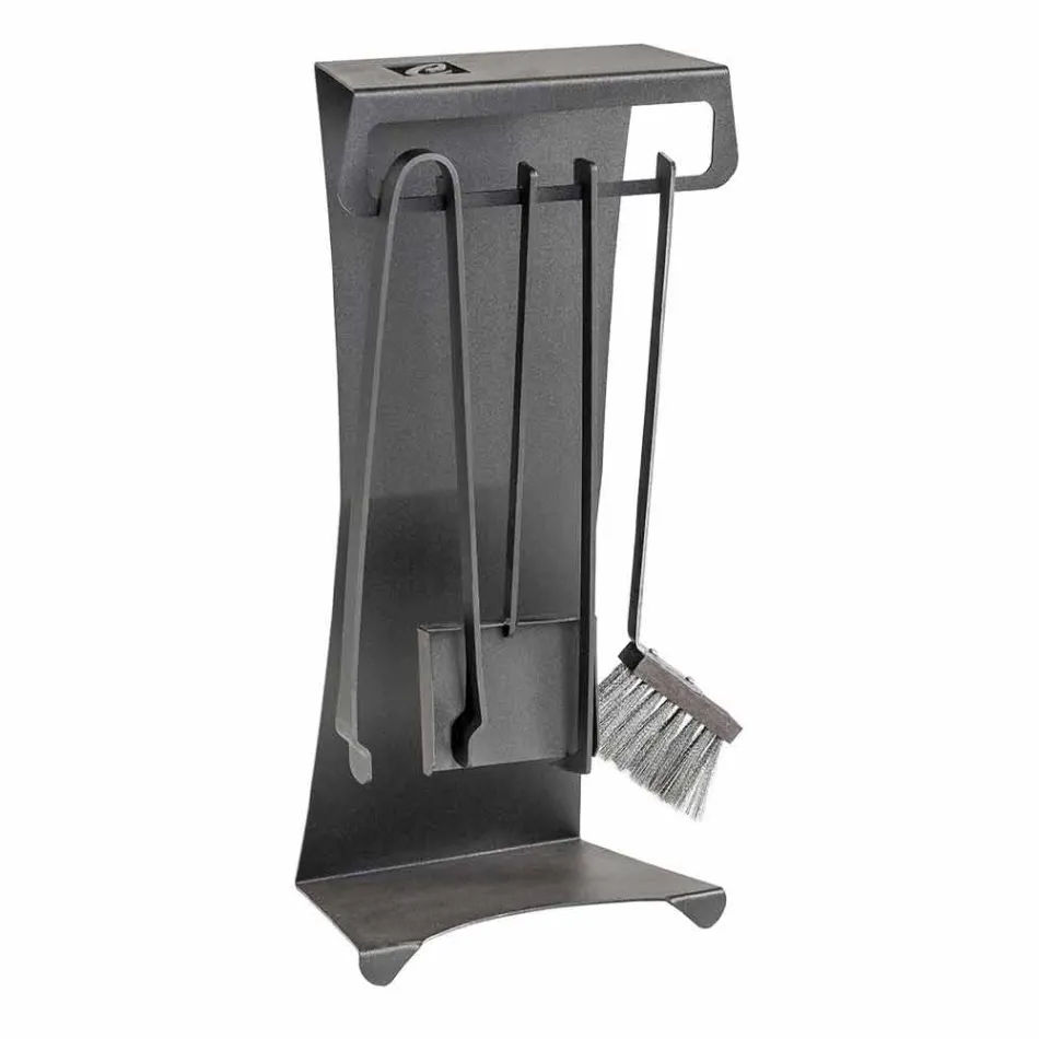 Juego de 4 herramientas para chimenea de acero de diseño Made in Italy - Chandler Viadurini