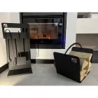 Conjunto de herramientas de diseño para chimenea en acero negro Made in Italy - Ostro Viadurini