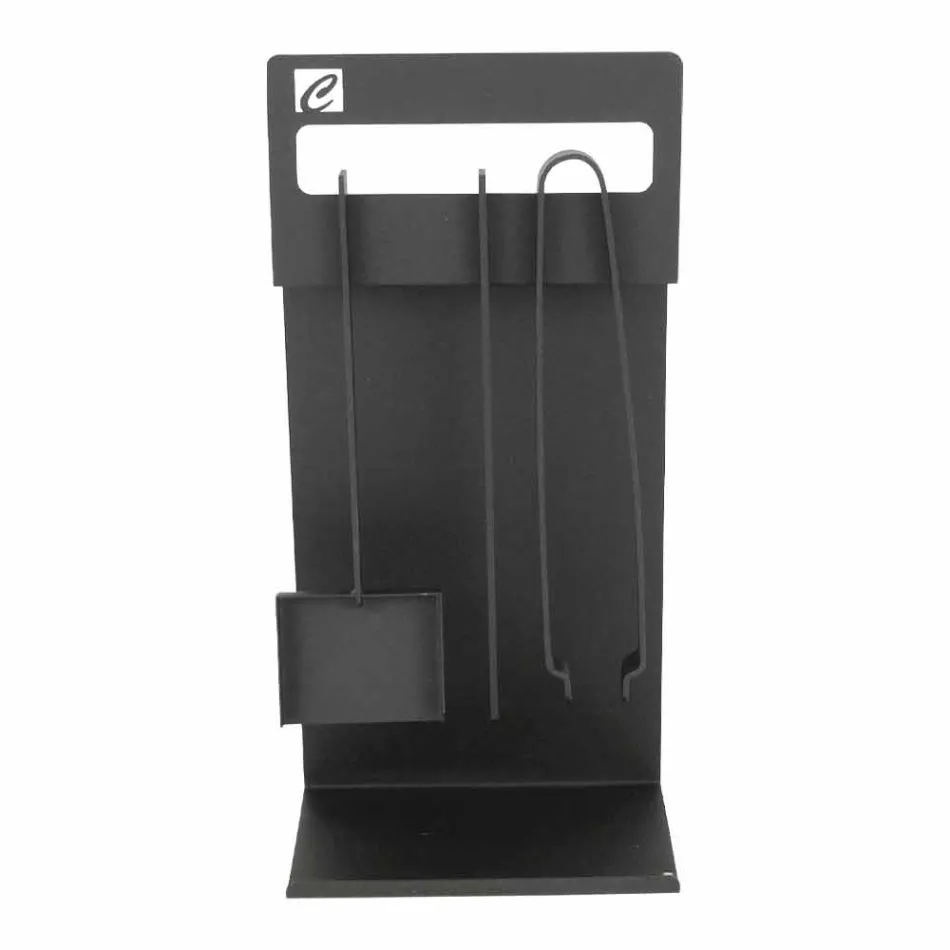 Conjunto de herramientas de diseño para chimenea en acero negro Made in Italy - Ostro Viadurini