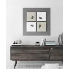Instalación de pared decorativa de diseño moderno en blanco y gris - Bossy Viadurini