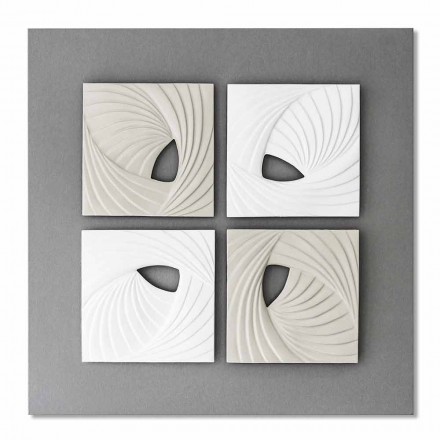 Instalación de pared decorativa de diseño moderno en blanco y gris - Bossy Viadurini