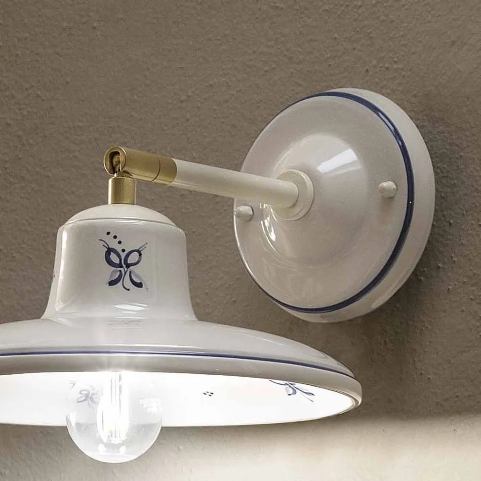 Lámpara de pared vintage artesanal de cerámica decorada a mano - Como Viadurini