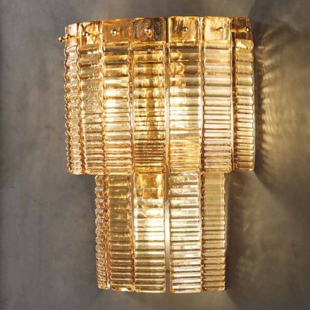 Lámpara de pared moderna en vidrio artesanal de lujo Made in Italy - Valadier Viadurini