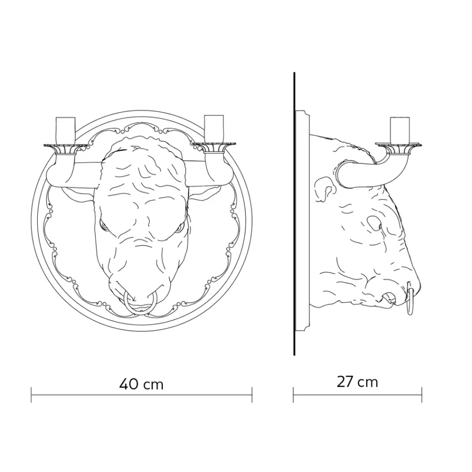 Lámpara de pared con 2 luces en diseño de cerámica en forma de toro - Marrena Viadurini