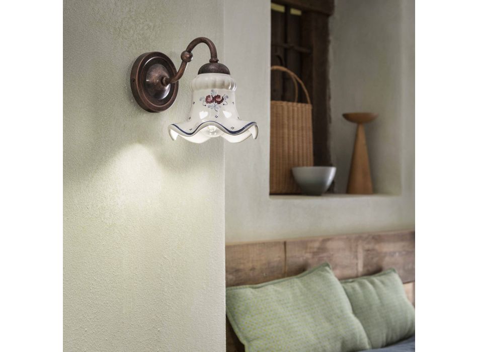 cerámica de pared de la lámpara decorado rústico Ferroluce Chieti Viadurini