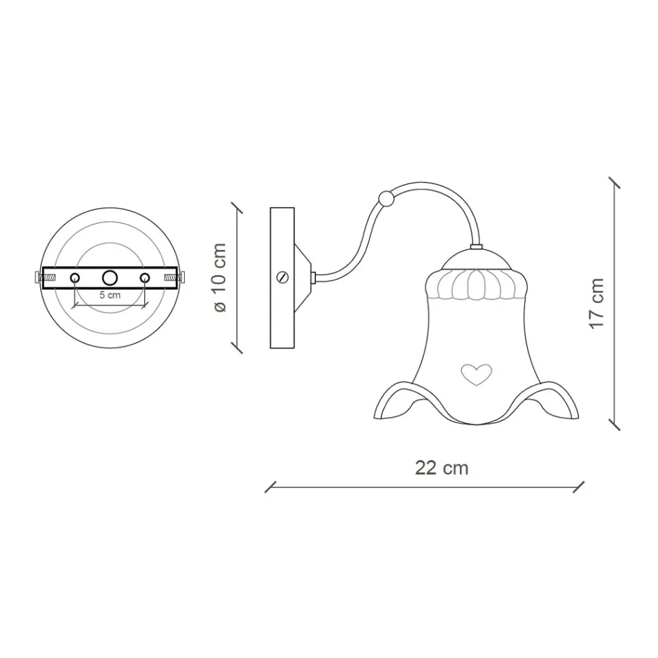 cerámica de pared de la lámpara decorado rústico Ferroluce Chieti Viadurini