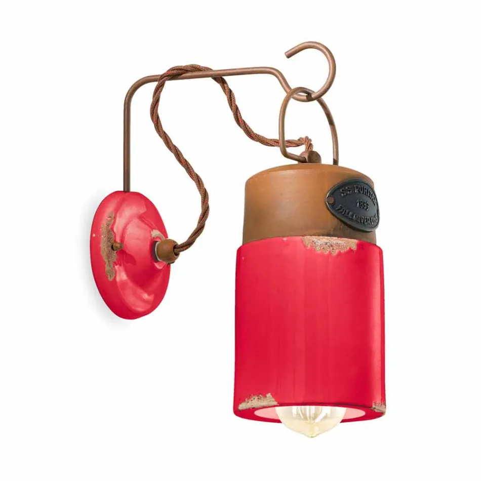 Lámpara de pared hecha de óxido de cerámica y hierro Desiree Ferroluce Viadurini