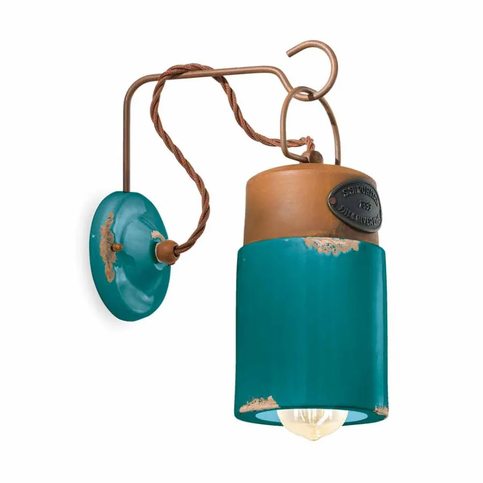 Lámpara de pared hecha de óxido de cerámica y hierro Desiree Ferroluce Viadurini