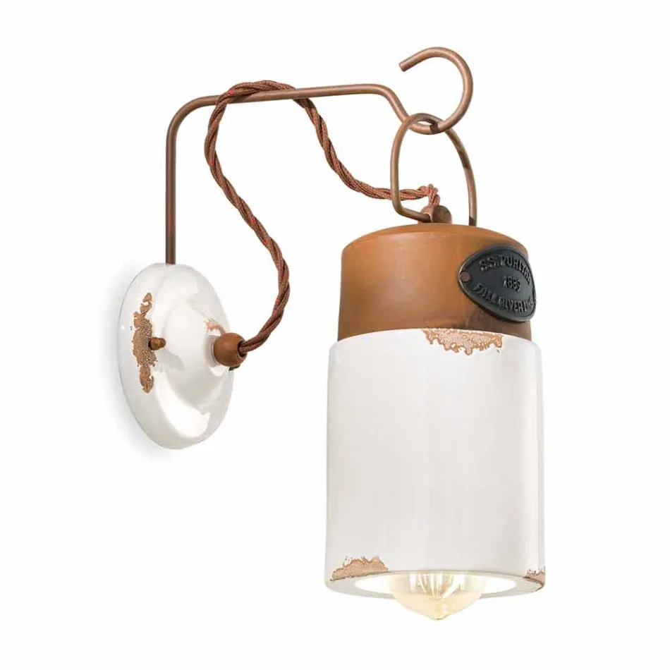 Lámpara de pared hecha de óxido de cerámica y hierro Desiree Ferroluce Viadurini