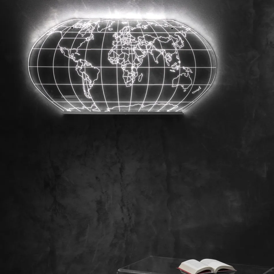 Lámpara de pared Planisphere de cristal acrílico grabado con láser - Rihanna Viadurini