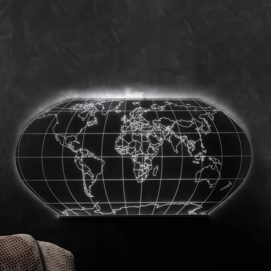 Lámpara de pared Planisphere de cristal acrílico grabado con láser - Rihanna Viadurini