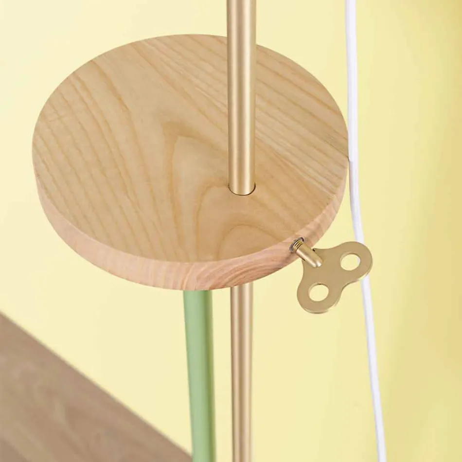 Lámpara de pie de diseño en acero, fresno y latón Made in Italy - Pitulla Viadurini