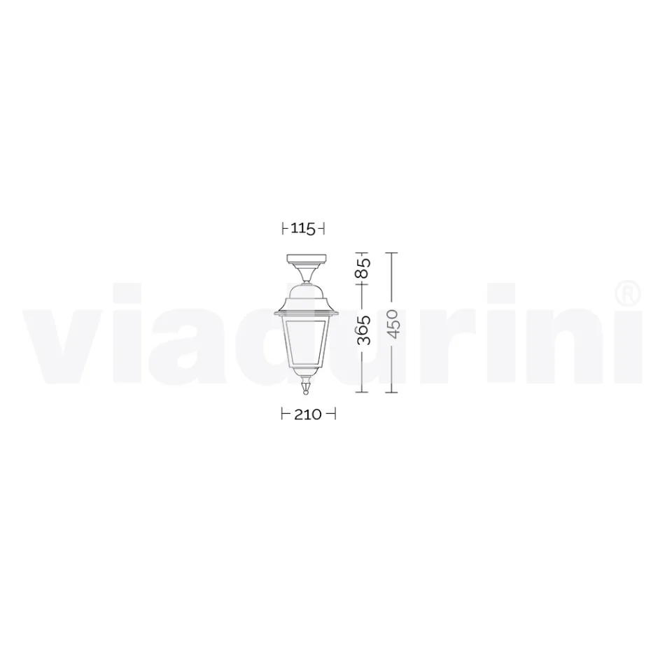 Lámpara de techo de jardín de aluminio fabricada en Italia, Aquilina Viadurini