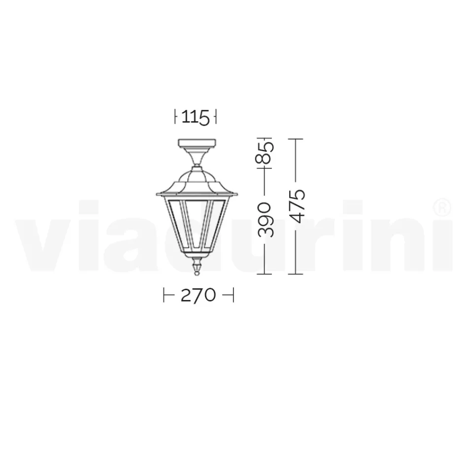 Lámpara de Techo de Jardín en Vidrio y 5 Acabados en Aluminio - Pinako Viadurini
