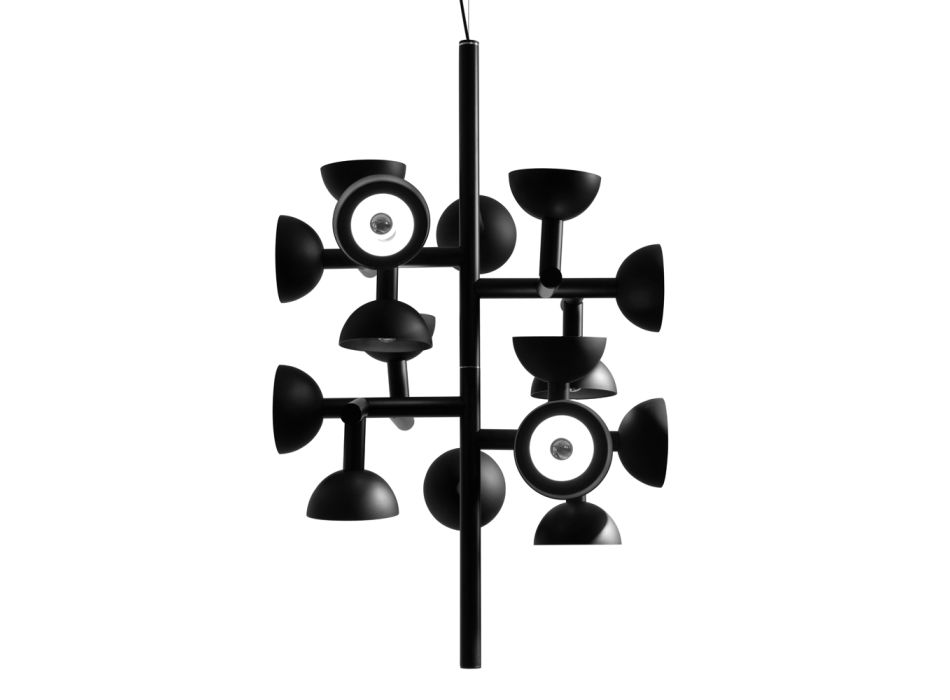 Lámpara de Suspensión Diseño de 16 Luces en Blanco o Negro -Aluminio Celio Viadurini