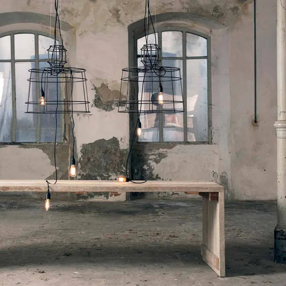 Lámpara de suspensión 3 luces en diseño de metal blanco o natural - Stylus Viadurini