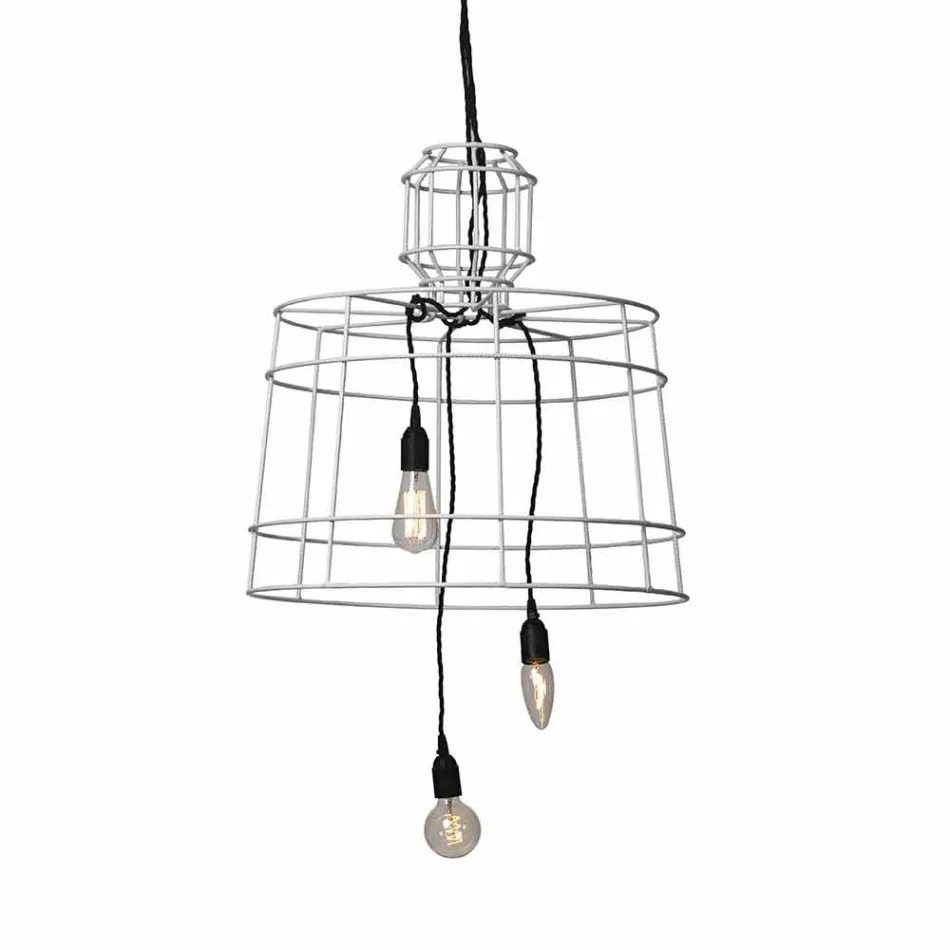 Lámpara de suspensión 3 luces en diseño de metal blanco o natural - Stylus Viadurini