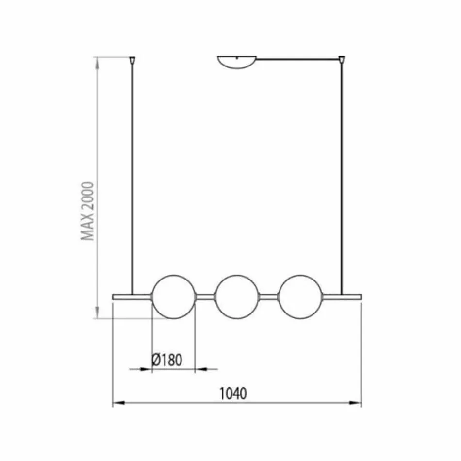 Lámpara de suspensión 3 luces en latón y vidrio 2 acabados - Alma de Il Fanale Viadurini