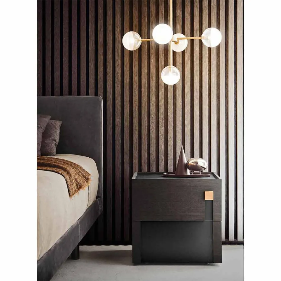 Lámpara de suspensión 5 luces de latón natural y vidrio - Molecola de Il Fanale Viadurini