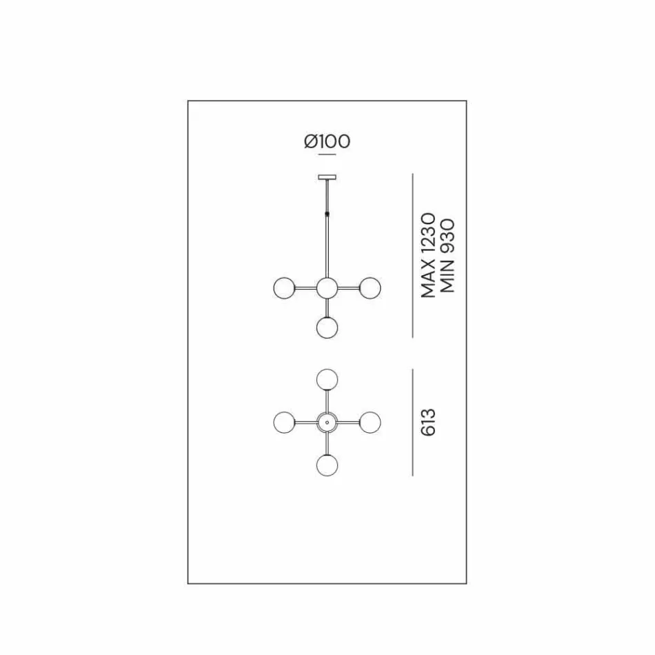 Lámpara de suspensión 5 luces de latón natural y vidrio - Molecola de Il Fanale Viadurini
