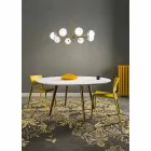 Lámpara de suspensión con 8 luces de latón natural y vidrio - Molecola de Il Fanale Viadurini