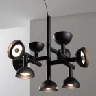 Lámpara de Suspensión Diseño 9 Luces en Aluminio Blanco o Negro - Celio Viadurini