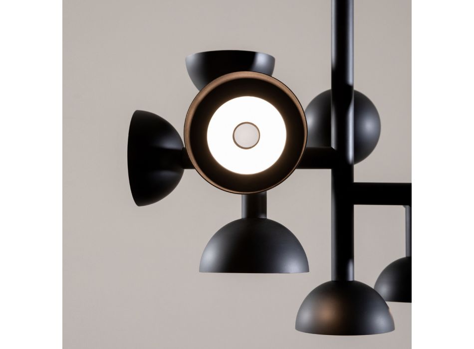 Lámpara de Suspensión Diseño 9 Luces en Aluminio Blanco o Negro - Celio Viadurini
