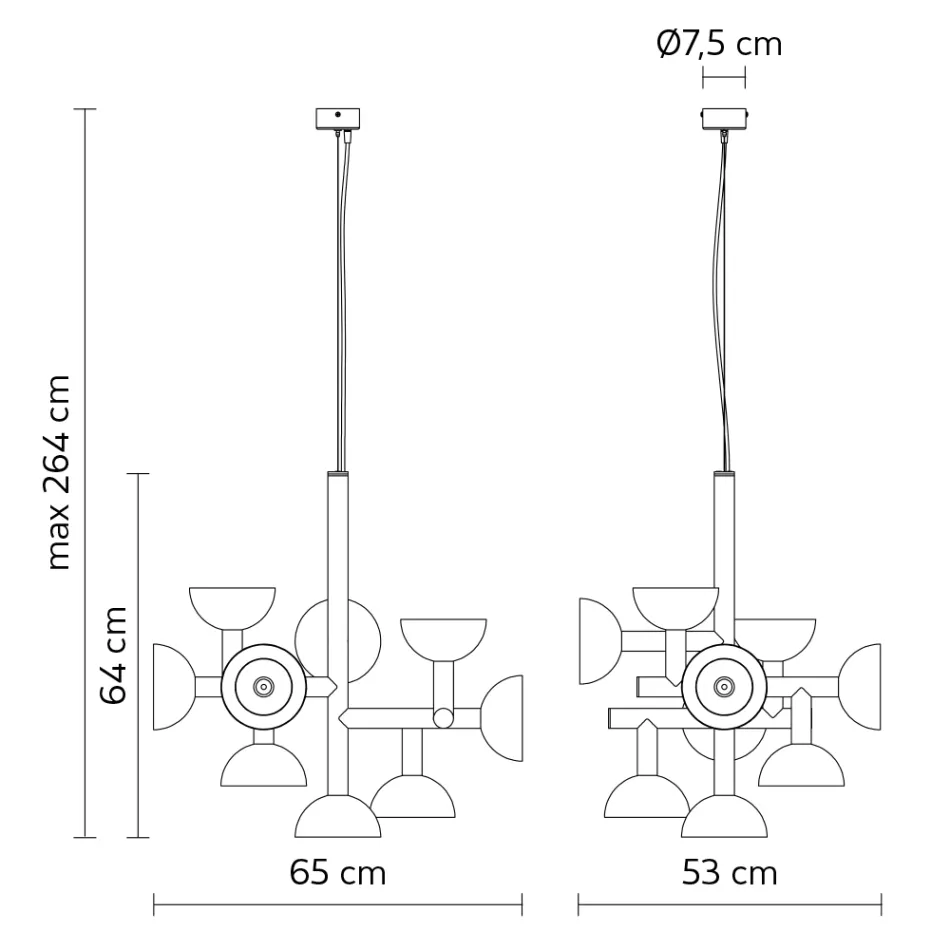 Lámpara de Suspensión Diseño 9 Luces en Aluminio Blanco o Negro - Celio Viadurini