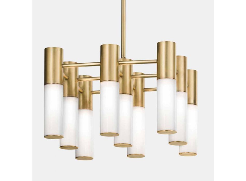 Lámpara de suspensión 9 luces en latón y diseño de vidrio - Etoile de Il Fanale Viadurini