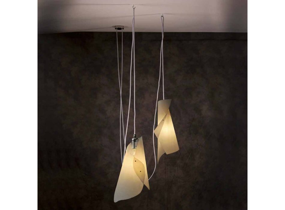 Lámpara de suspensión con 2 luces, diseño moderno, cromo. Viadurini