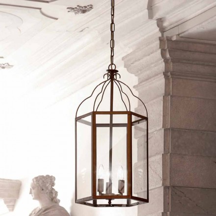 Lámpara de techo con 3 luces de latón y vidrio Turandot Viadurini