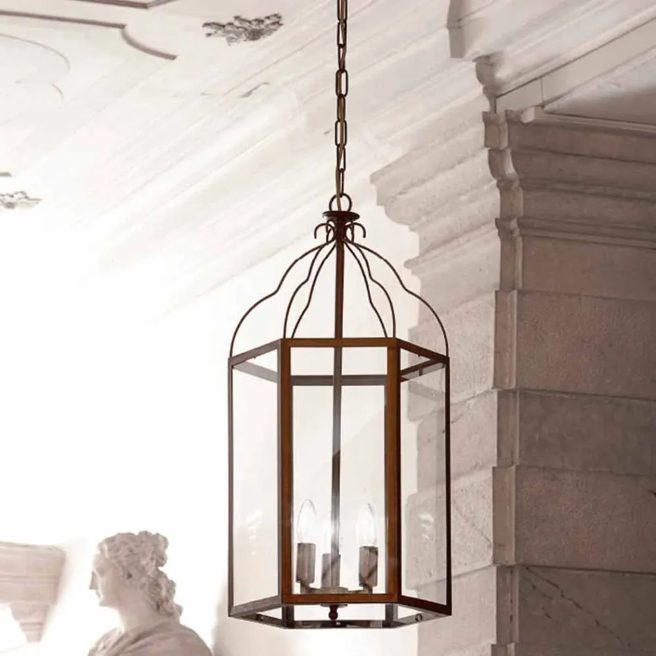 Lámpara de techo con 3 luces de latón y vidrio Turandot Viadurini