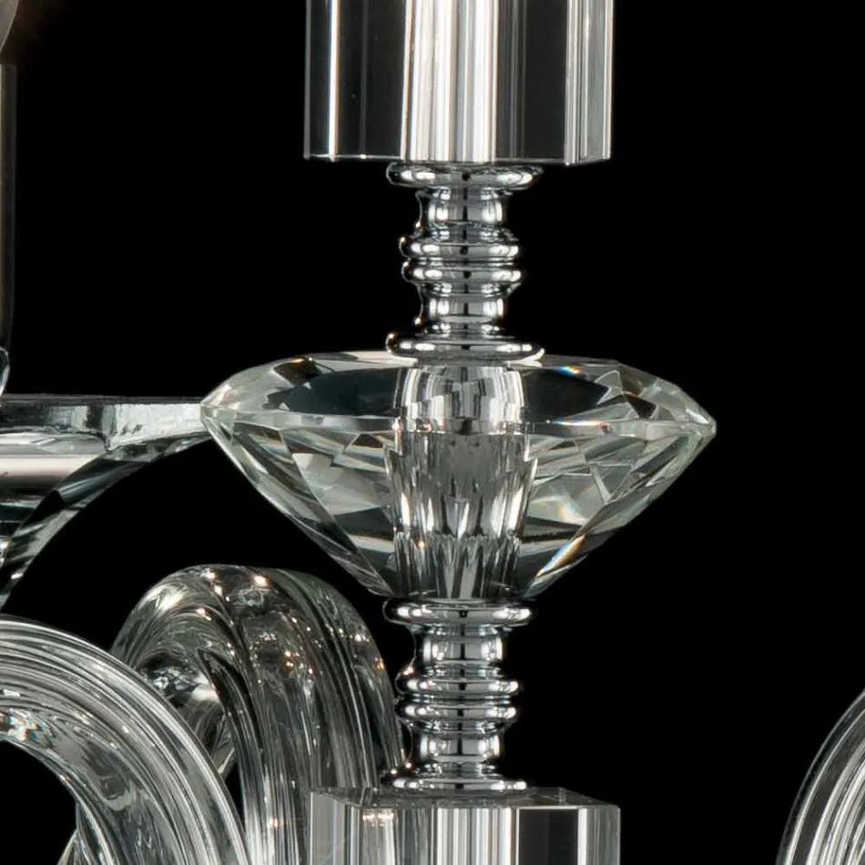 Lámpara de techo 3 luces vidrio y cristal Ivy, fabricado en Italia Viadurini