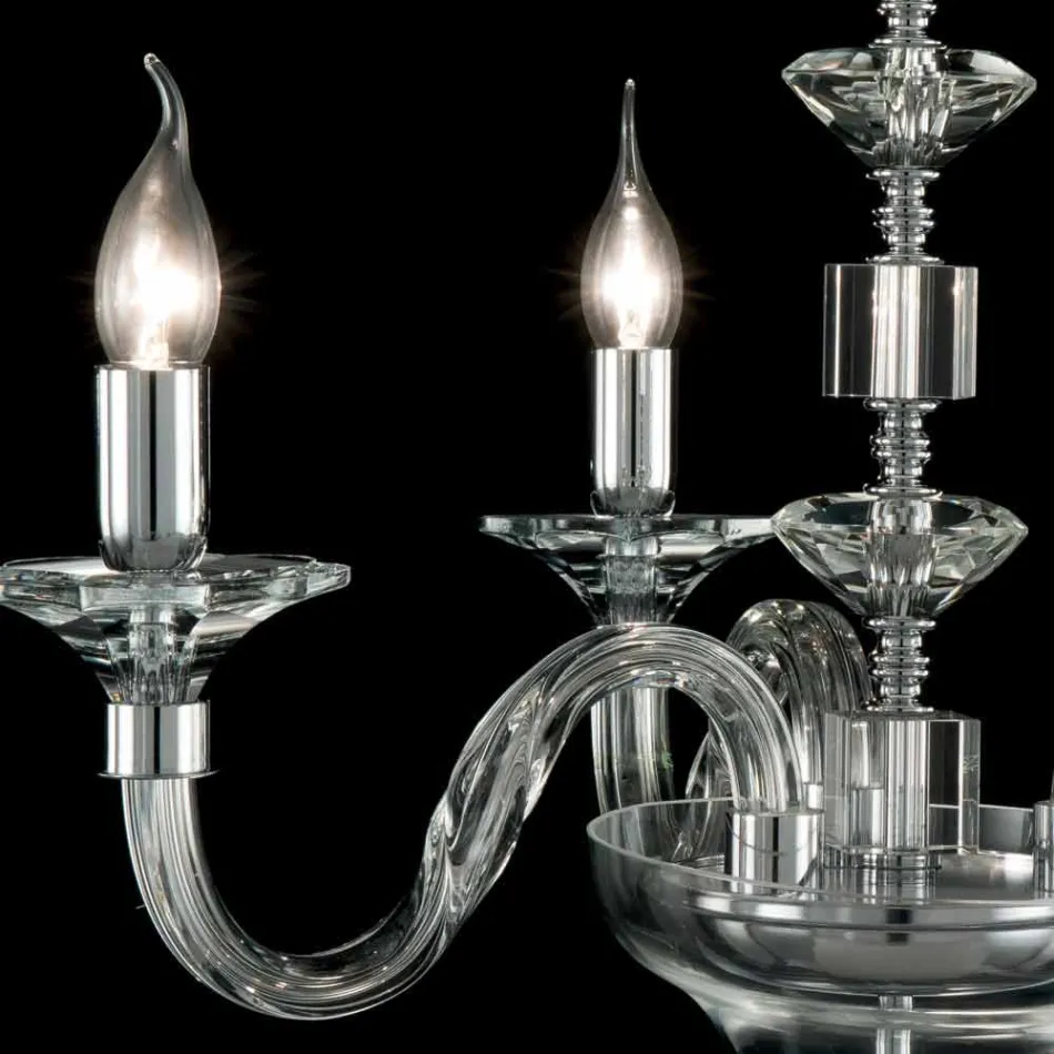 Lámpara de techo 3 luces vidrio y cristal Ivy, fabricado en Italia Viadurini