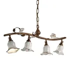 Lámpara de suspensión de 4 luces con decoración de rosas de cerámica artesanal - Pisa Viadurini