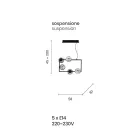 Lámpara de suspensión con 5 luces en metal y vidrio soplado moderno - Birga Viadurini