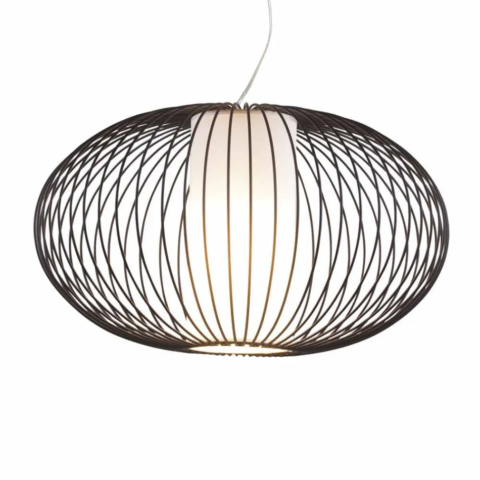 acero pintado lámpara colgante, Ø90xh.53xl.cavo100cm, alegría Viadurini