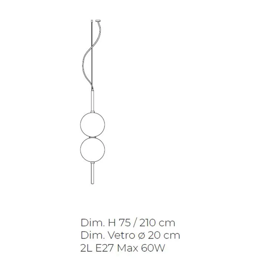 Lámpara de suspensión artesanal de vidrio soplado veneciano - Jupiter Viadurini